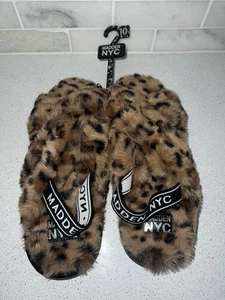 Steve Madden NYC Sandal Women’s Sz 10 Brown Leopard Print Faux Fur Platform NEW - Picture 1 of 2