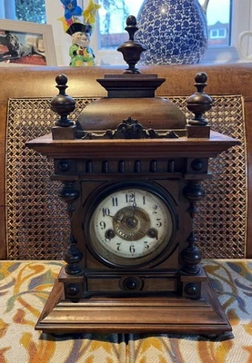 ANTIQUE GERMAN STRIKING 14 DAY STRIKE MANTEL CLOCK BY H.A.C (missing pendulum) - Image 1 of 4