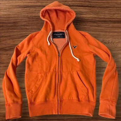 Sudadera con Capucha American Eagle Outfitters Naranja Cremallera XS TP Logo Eagle Foto 1 de 4