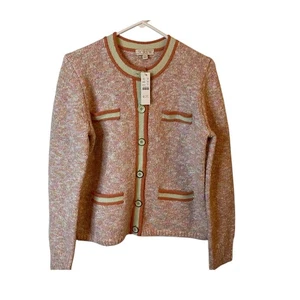 Cárdigan Suéter J Crew Tweed Mujer Talla Pequeña Rosa Botón Frontal Nuevo con Etiquetas Nuevo - Imagen 1 de 5