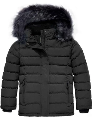 ZSHOW Niñas 8 Puffer Chaqueta Suave Forrada de Vellón Cálido Abrigo de Invierno con Capucha de Piel P4 Foto 1 de 4
