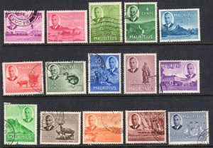 MAURITIUS 1950 used set SG 276-290 cv £95 most cds cancelled - Picture 1 of 1