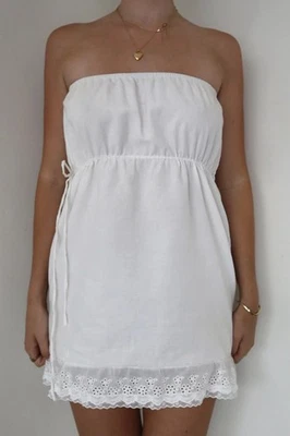 Handmade White Cotton Multislip Midi Dress/Skirt Women's Size S  (DM for M or L) - Image 1 of 4
