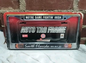 Notre Dame Fighting Irish  License Plate Frame Cover South Florida 2013 New BCS  - Picture 1 of 2