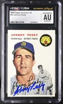 1994 Topps Archives '54 Johnny Pesky #63 CGC Authentic - Image 1 of 2