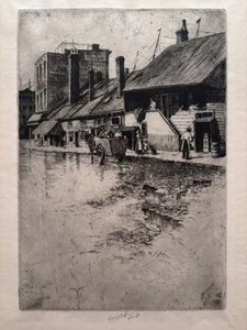 CHARLES MIELATZ "Weehawken Street" 1907 Signed Etching Trial Proof Old NYC - Picture 1 of 13