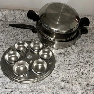 SARTÉN Y CAZADOR FURTIVO DE HUEVOS VINTAGE DE POR VIDA DE 10" CON TAPA ABOVEDADA T304 INOXIDABLE - Imagen 1 de 13