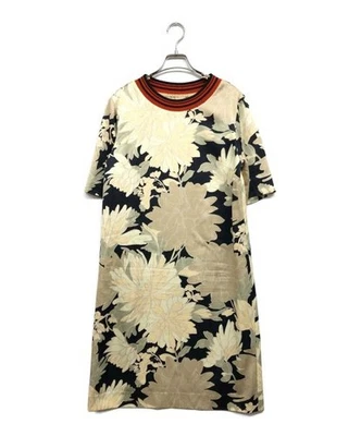 Vestido Camiseta DRIES VAN NOTEN Estampado Floral Negro x Beige Foto 1 de 3
