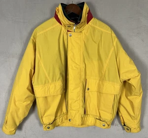 Haggar Stuff Vintage Puff Jacket Large Yellow Lined Insulated Y2K Color Block - Picture 1 of 22