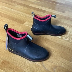Kalkal Women’s Waterproof Rubber Neoprene Ankle Boots Black/Red Size 7 US / 5 UK - Picture 1 of 7
