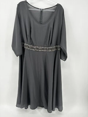 JS Collections Nordstrom Dress Size 16W Gown Gray Midi  Sheer Overlay Jeweled - Image 1 of 4