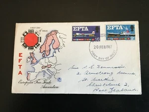 GB 1967 E.F.T.A FDC to NZ, Stuart Brand, London EC FDI pmk (1391~) - Picture 1 of 2