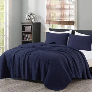 Chezmoi Collection Madrid 3-Piece Vintage Washed Solid Cotton Quilt and Shams... - Picture 1 of 9