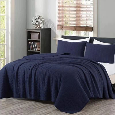Chezmoi Collection Madrid 3-Piece Vintage Washed Solid Cotton Quilt and Shams... - Image 1 of 4
