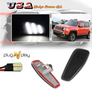 Smoke Lens White LED Front Fender Side Marker Lights For 2015-2023 Jeep Renegade - Picture 1 of 11