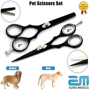 6" Professional Dog Cat Pet Grooming Scissors Set Hair Thinning Cutting Shears - Picture 1 of 5