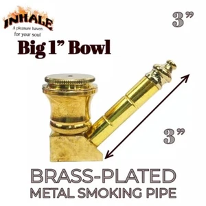 Inhale®️ 3" Messingbeschichtet Große Party Bowl Tabakpfeife mit 10 Messingschirm - Bild 1 von 1
