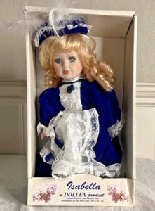 2009 Porzellanpuppe "Isabella" von Dollex blaues Kleid viktorianische Spitze limitierte Auflage - Bild 1 von 9