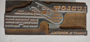 Bloque de impresión de prensa de cartas vintage Ludlow Steel Corporation Robert Worstall - Imagen 1 de 10