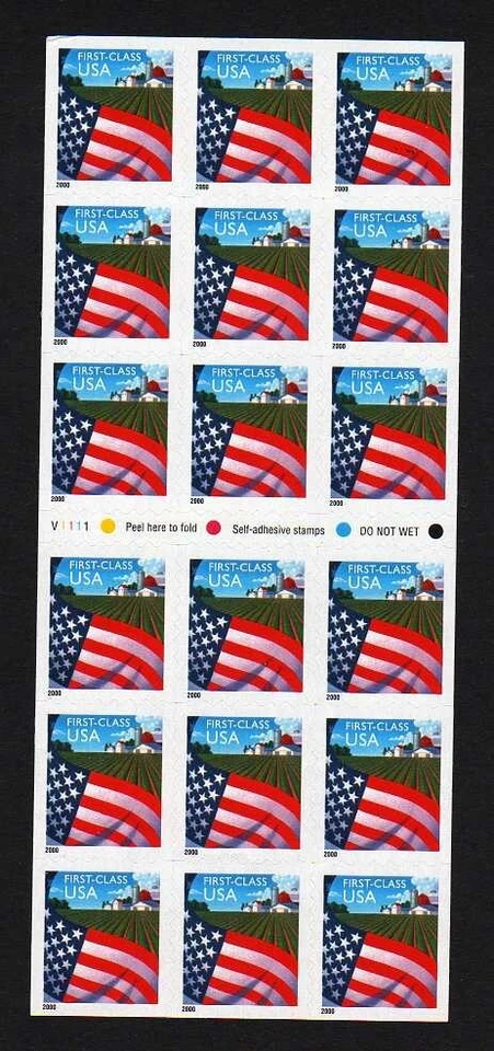 USA Scott 3450a Complete Self Adhesive Pane, NDN Farm Flag Plate #V1111 - Image 1 of 1