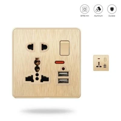 Wall Outlet Universal Standard Socket 3/5 Hole Power Multi-Function 2 USB Port - Image 1 of 4