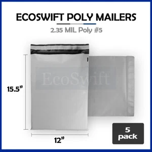 5 12x16 ECOSWIFT WHITE POLY MAILERS SHIPPING ENVELOPES BAGS - Picture 1 of 4