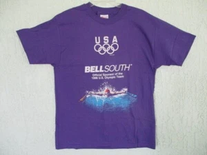 1996 Atlanta Olympics BellSouth Sponsor USA Swim Team Purple T-shirt Size Large - Picture 1 of 4