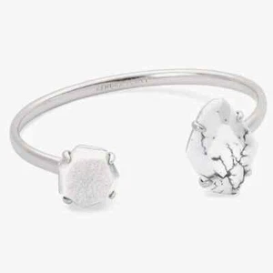 KENDRA SCOTT Silver Cynthia White Mix Stone Cuff Bracelet. - Picture 1 of 10