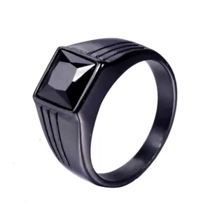 6 Colors Stone Engagement Band Ring Men Jewelry Black Anniversary Ring Size 7-13 - Picture 1 of 12