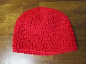 Red Knitted Girl's Beanie Hat - Picture 1 of 4