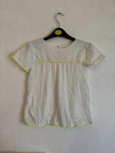 Boden Girls White/yellow Embroidered Smock Top - Age 9-10 Years