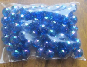 70 perline rotonde 8mm lisce AB trasparenti plastica acrilica scegli colore - Foto 1 di 16