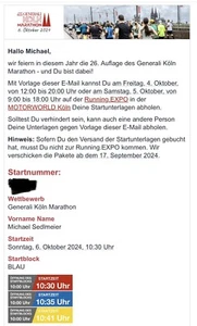 Startplatz Generali Marathon Köln - Bild 1 von 1