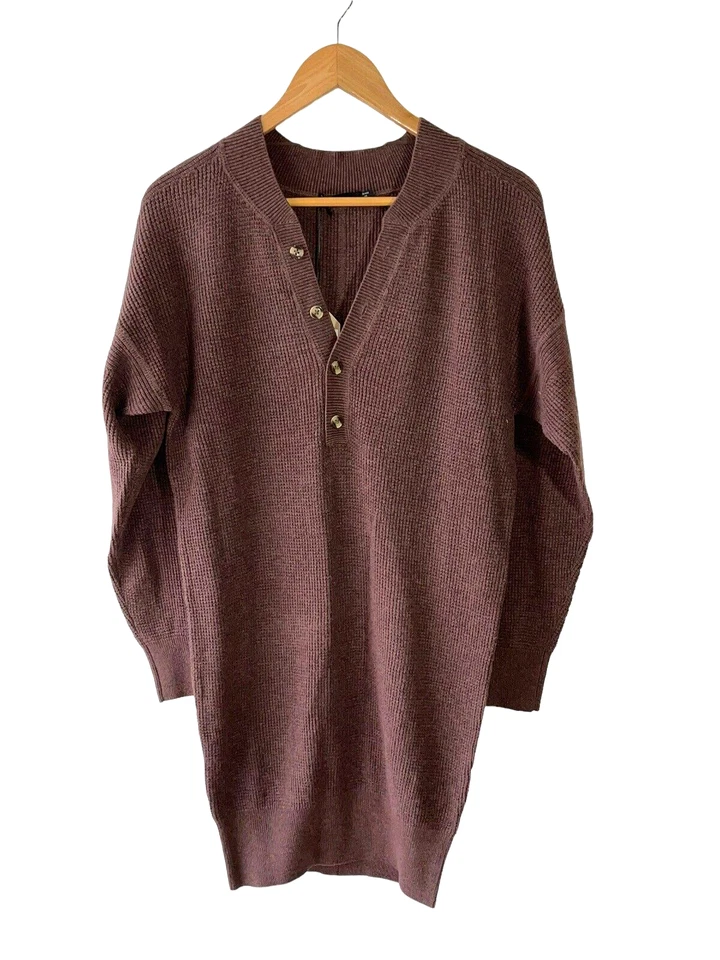 PrAna Size XS Milani Henley Clove Thermal Knit Sweater Dress -
