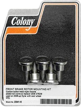 Colony - 2341-5 - Front Rotor Screw Kit, Button Head Torx - Chrome Plated