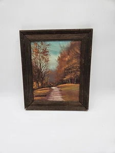 Mid Century signiert GK Mitchell Herbst Wald Landschaft Ölgemälde 11"x 13" - Bild 1 von 5