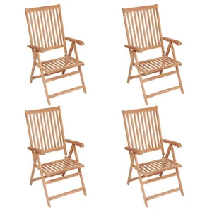 Tidyard 4 Piece Folding Reclining Garden Chair Teak Wood Backrest O6Y0 - Picture 1 of 8