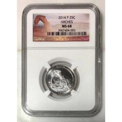 2014 Arches Quarter NGC MS68 ***Rev Tye's Coin Stache*** #4005115 - Image 1 of 4