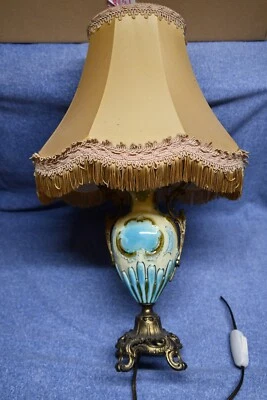 lampe de chevet ancienne laiton et émail - Photo 1/4