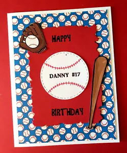 Birthday Card Baseball Theme Personalized Name & Age comes with Verse Inside - Picture 1 of 4