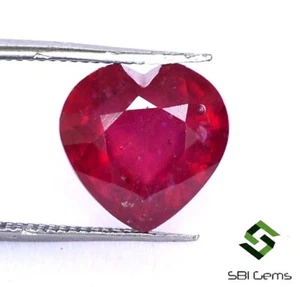 5.20 CTS Natural Ruby Heart Shape Cut 10x10 mm Faceted Deep Red Loose Gems GF - Picture 1 of 3