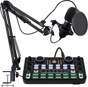 DJ Controller Set Soundkarte mit Mikrofon für PC Karaoke Podcast Streaming - Bild 1 von 11