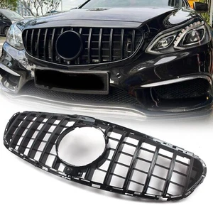 Black GT Style Front Grille For Mercedes-Benz W212 E300 E350 E400 2014 2015 2016 - Picture 1 of 15