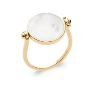 Bague Recto Verso Nacre En Plaqué Or 18 Carats T50 à T60 - Photo 1/3