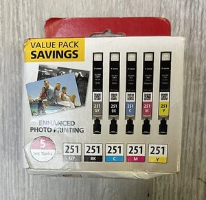 Original Canon 6513B011 CLI-251 Tinte Schwarz/Cyan/Grau/Magenta/Gelb - NEU Open Box - Bild 1 von 6