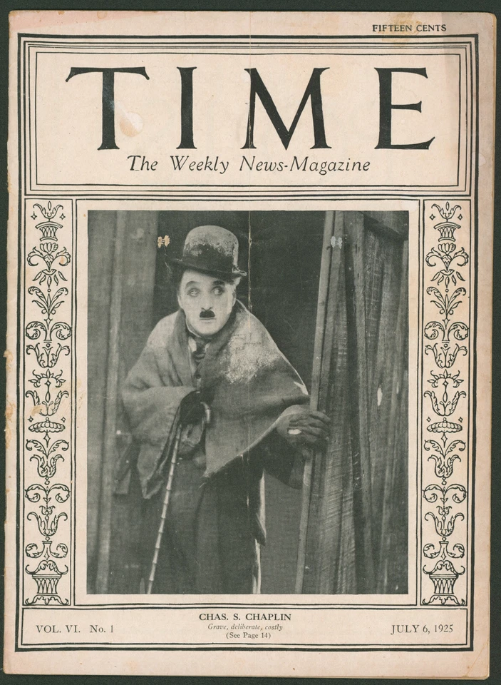 Time Magazine July 6 1925 Charles Chaplin ~The Gold Rush~ First Actor Cover - Image 1 of 4