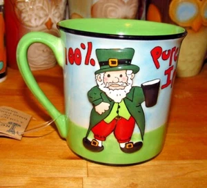 100% PURE IRISH Coffee Cup / Mug with Leprechaun – Hand Painted IRELAND - Picture 1 of 6