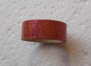 Washi Tape 3 m - 1,5 cm breit Braun Blätter - Muster teilweise Lila /Metallic - Bild 1 von 2