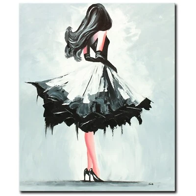 ORIGINAL Acryl Bild Gemälde Frau Abstrakt Malerei Kunst Modern Kleid HANDGEMALT - Bild 1 von 4