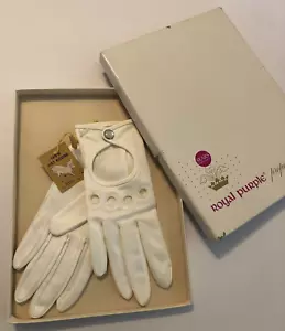 Vintage Sears Girls White Gloves "Royal Purple" "Miss Aris" (7) pearl snap W/T - Picture 1 of 9